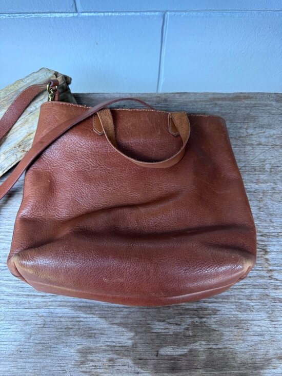 Madewell Handbags - Madewell Zip Top Transport Crossbody Bag Brown Leather Tote Purse Shoulder